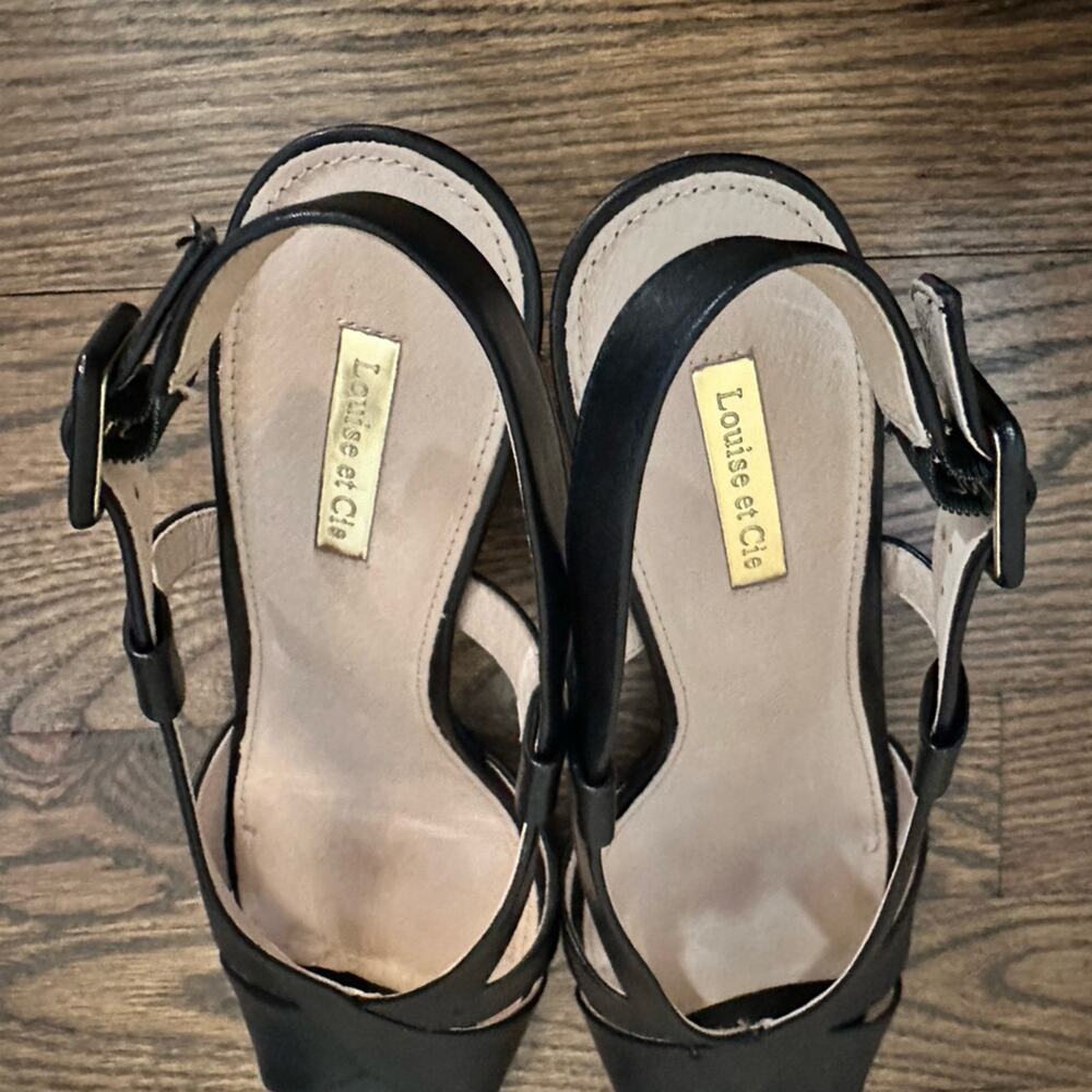 LOUISE ET CIE KALEE Black Leather Block Heel Strappy Sandal Size 10 M - Picture 6 of 11